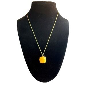 Joan Rivers Yellow Lucite Pendant on Gold Tone Necklace